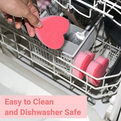 Gmicréatifs срце во форма на срце, двострана кујна сунѓер и чистач за миење садови, садови и тави и општо чистење на домаќинствата,.