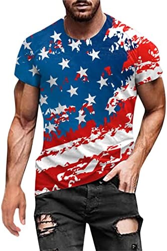 Кошули со кратки ракави на војникот за мажи, американска маичка со знаме ретро патриотска блуза мускуларна тренингот атлетика атлетики врвови