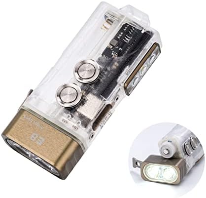 Flashlight Rovyvon E8 Keychain, 700 Lumens Super Bright Flashlight, Dual 6500k Cool Bleit Emitters, со разноврсни странични страни, напојувани
