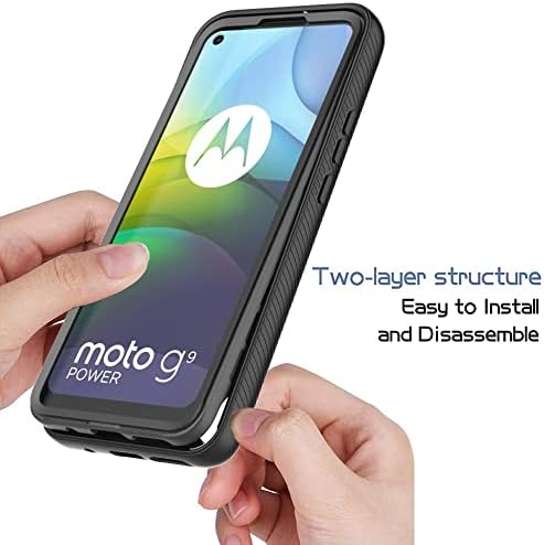 Покријте го телефонскиот случај на целосна заштита, компатибилен со Moto G9 Power Hard PC+Soft Silicone TPU 3IN1 ShockProof Заштитна