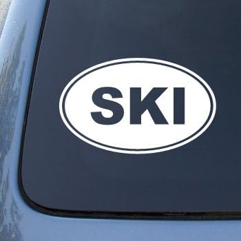 Ски Еуро овално - скијање - налепница за декорации со винил автомобили 1743 | Винил боја: бела