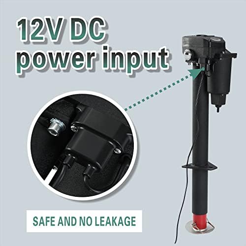 Електричен јазик Jackек 3,500 lb 12 волти приколка со тешки приколка со капка нога за RV кампер автомобил црно