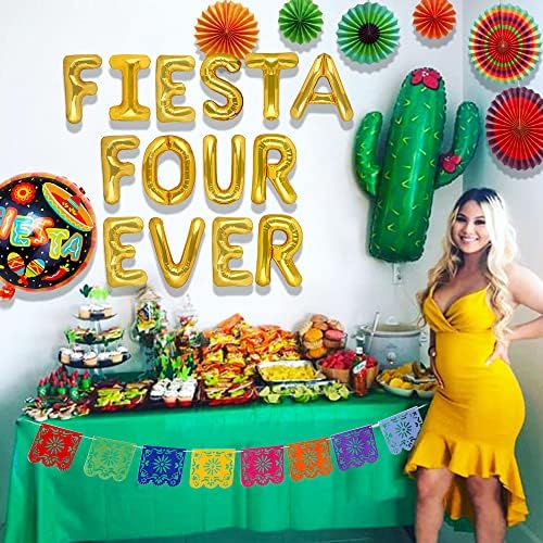 Jevenis fiesta Четири некогаш забава Декорација Fiesta Четири Доделник Декорација Fiesta 4ever Декорација Мексиканска 4 -та роденденска
