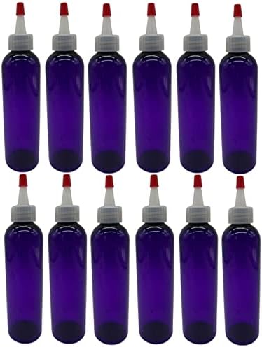 Природни фарми 4 мл виолетова козмо БПА бесплатни шишиња - 12 пакувања со празни контејнери за полнење - есенцијални масла - коса