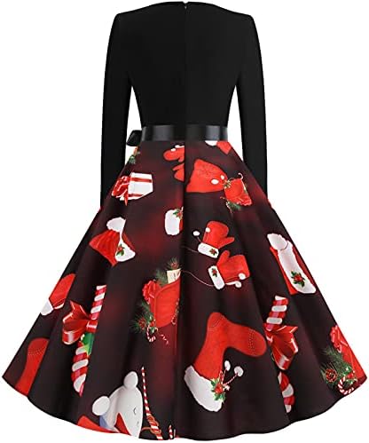 Ретро фустани во 1950 -тите години на минатиот век Божиќно гроздобер фустан со вратот со појас Rockabilly крпеница забава матурска фустан