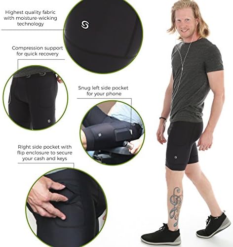 Спорт -ИТ машка компресија за вежбање шорцеви хеланки со џебови за телефон - хулахопки од основен слој, кратки панталони