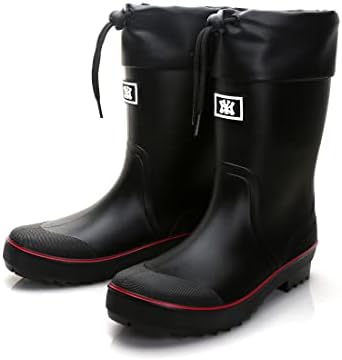 Дожд чизми за мажи, водоотпорни ПВЦ гумени чизми Менс градинарски чизми, удобност со средна телесна лесна прилагодлива чевли за дожд, еластични