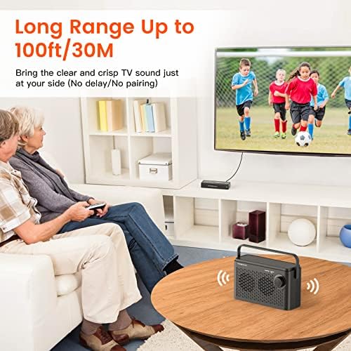 Безжичен ТВ-звучник TOSIMA TV-8000 за тешко слушање, преносни ТВ безжични звучници за стари лица и стари лица, ТВ звук со звук