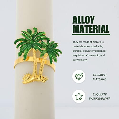 Bestonzon летни салфетки прстени, дизајн на кокосово дрво за салфетки додатоци за забави, рустикални вечери за вечера