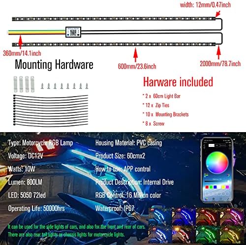 HONLEEX 2pcs 23.6 RGBIC LED Ленти, 4-во-1 Фукции Со Контрола НА АПЛИКАЦИЈАТА Сигнал За Вртење На Сопирачките Обратно Дневно Трчање