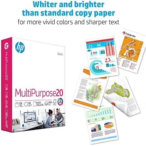 HP печатач хартија | 8,5 x 11 хартија | Повеќенаменски 20 lb | 3 случај на рем - 1500 листови | 96 светла | Направено во САД - Сертифициран