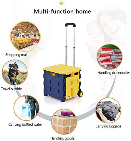 Syksol Guangming - преклопна пластична количка за шопинг, кутија за складирање на лесни тркала со алуминиумска рачка, количка за