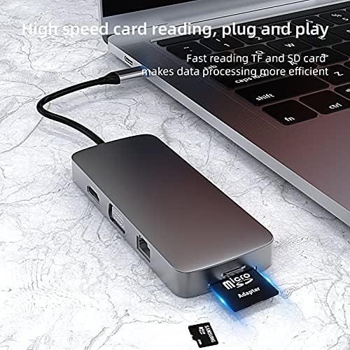 USB C Hub 10 во 1, USB-C Лаптоп Докинг Станица, USB C До HDMI Адаптер За MacBook И Windows СО 4K HDMI VGA Ethernet PD 3.0 USB Audio