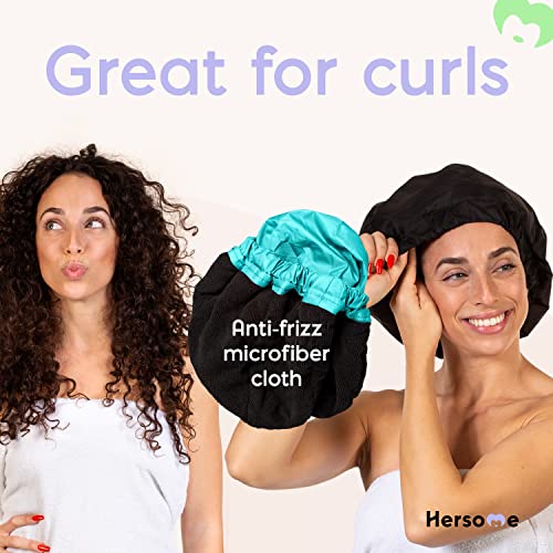 Премиум капа за туширање за жени со долга коса. Повторно употреба, водоотпорен, двострана, одлична за кадрици со анти-Фриз ткаенина