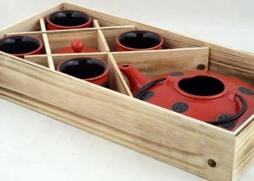 Азиски дом современа уметност декор порцелански чај сет 5 компјутери во дрвена кутија за подароци