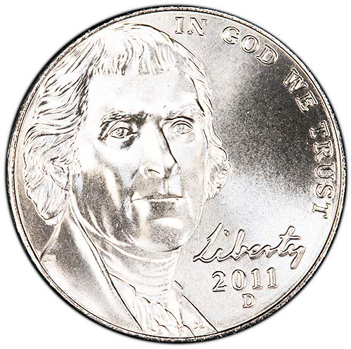 2011 P&D BU Jefferson Nickel избор нециркулирано сет на монети од нане 2 нане 2