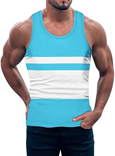 HDDK летен резервоар врвови за машка боја блок крпеница спортска тенок фит ракав кошула атлетски тренингот мускулен салата за салата за