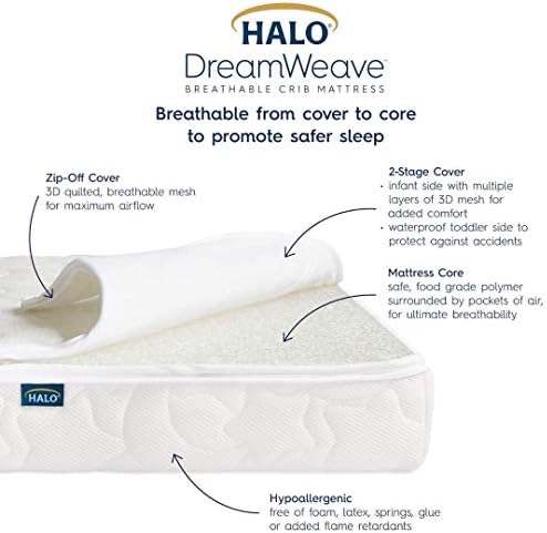 Halo Dreamweave Mesh Dishate Mesh Baby Crib Datcer и Aden + Anais Essentials Crib Sheets, White & Briar Rose
