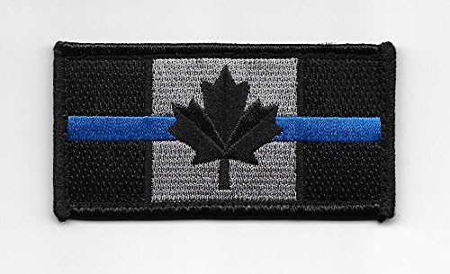 Канада знамето тенка сина линија за полиција и спроведување на законот со сврзувачки елементи за кука/јамка
