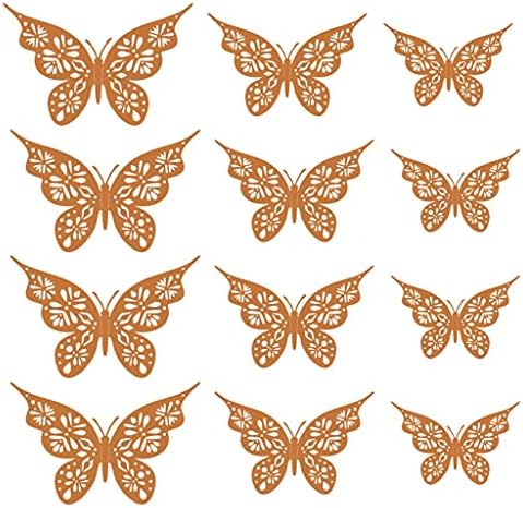 Mllkcao 12PC 3D Злато Пеперутка Ѕид Декор Пеперутка Декорации Пеперутка Партија Декорации Торта 3d Налепници Пеперутка Налепници Налепници