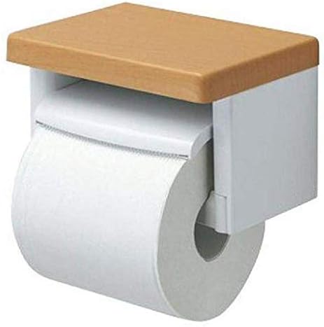 Mxiaoxia Дрвена тоалетна хартија држач за држач за монтирање на tissид со дрвена полица за складирање за кујна и декор за бања