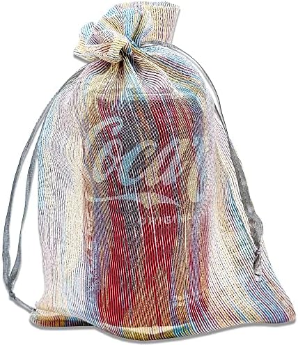 TheDisplayGuys - 96 -пакувани ленти за ткаени торби за органза со влечење - големи 5 1/2 x 8 - iridescent - за забави за забави, примероци,
