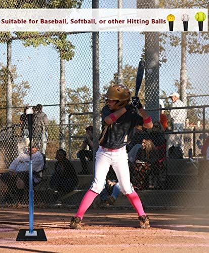 ZDGAO Baseball Batting Tee - Професионална удирање за бејзбол/мекобол со ултрафлексибилен гумен врв - Лесно прилагодување на висината 24-46