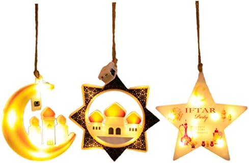 Kuyyfds ramadan light, Рамазан декорација Месечината starвезда прозорец светло Еид Мубарак виси LED светло за стил на забава во спална