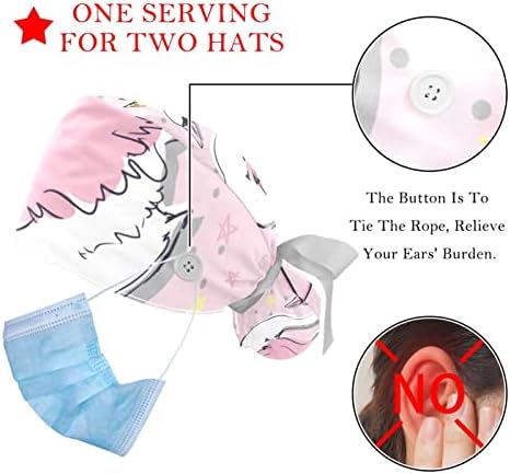 2pcs жени прилагодливо работно капаче со копче Симпатична лебед сон и starsвезди на розова коњска торбичка вратоврска назад капа