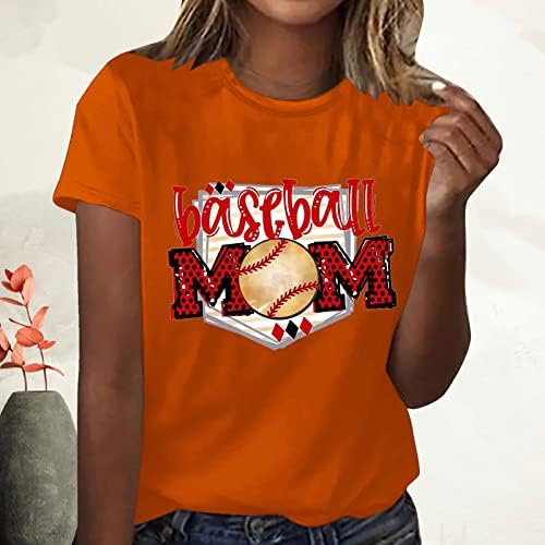 Бејзбол мајки кошули за жени 2023 летни врвови редовни вклопувани екипаж вратот маица дами смешни букви графички маички блузи