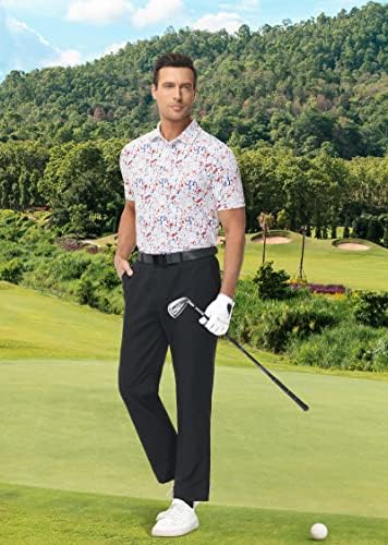 Машки голф Поло кошули со суво вклопуваат перформанси за печатење со кратки ракави, собрани полови кошули