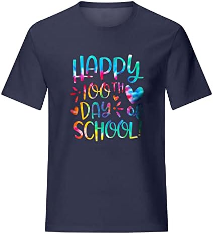 Дами лето есенски екипаж облека со кратки ракави памучни цветни графички салони блузи маица за тинејџери за тинејџери U3