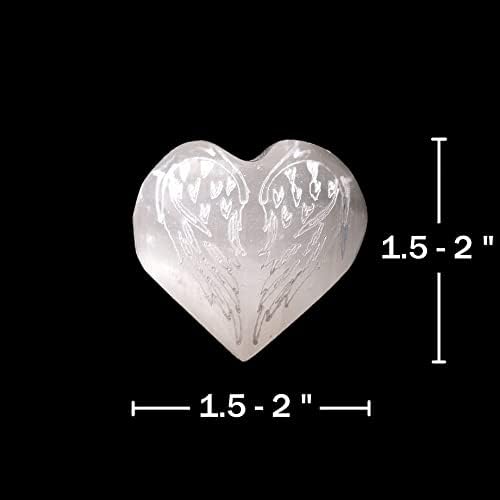 Амојстон 3 парчиња селенит во форма на срце и 1 пар