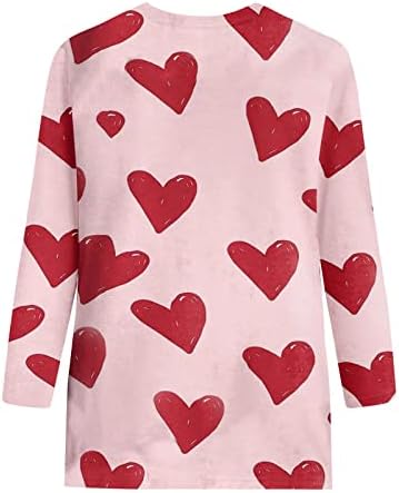 Денот на вinesубените кошули жени в Valentубени графички кошула loveубов срце писмо печати џемпер на екипажот на екипажот на врвови