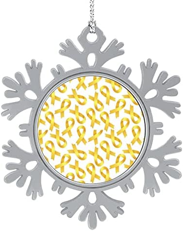 Златна лента до свеста за рак на детството Снегун, приврзок Божиќ, виси украси, печати украси за Божиќ
