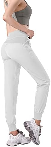 Аурефин женски панталони со џогер со високи половини, атлетски панталони за пешачење со лесни страни со еластичен и поштенски џеб