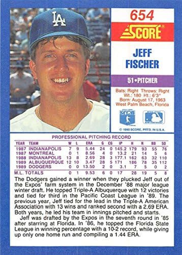 Резултат од 1990 година 654 effеф Фишер РЦ дебитант Лос Анџелес Доџерс Бејзбол НМ-МТ