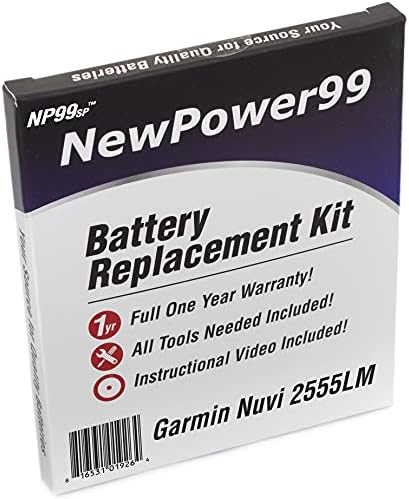 Комплет За Замена На Батерии Newpower99 За Garmin Nuvi 2555LM Со Видео За Инсталација, Алатки и Батерија Со Продолжен Век на Траење.