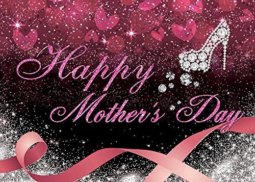 XLL Среќен Ден На Мајката Партија Позадина Дијамант Висока Пета Фотографија Позадина Сребрена Сјајот Sequin Љубов Позадини Розова Жените Кралицата