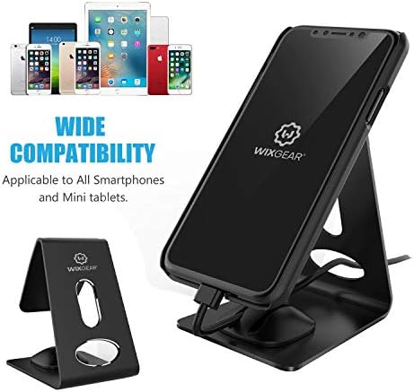 Wixgear Cell Magnetic Thone Stand, Премиум држач за телефон за iPhone, паметни телефони со Android и мини таблети - Sturdy Metal Phone Stand за биро со држач за паметен кабел, магнетски мобилен телеф?