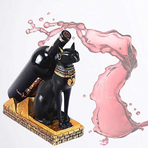 Cabilock countertop Вино Шише држач за шише со живо животно вино, египетска статуа на фигура за мачки за декорација на кабинетот