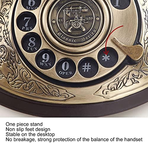 Ретро телефон, ротирачко бирање десктоп гроздобер класична фиксна линија, телефон со жица за хотелска канцеларија, старомоден декор