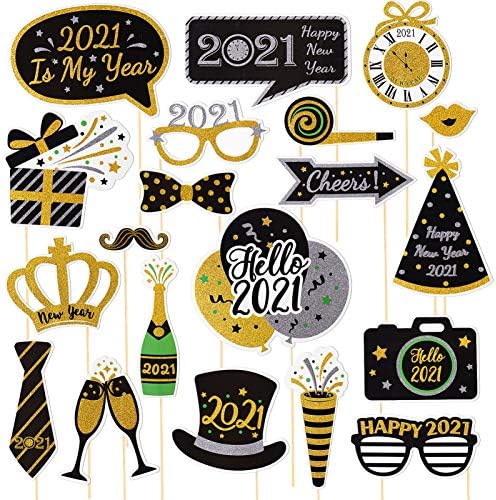 Абоофан 20 парчиња Нова Година на Фото Фото реквизити рачни празнични забави за забави Декорации за забави Фото реквизити за фестивалска