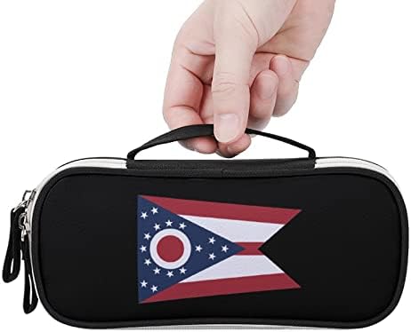 Гроздобер Охајо држава Америка знаме со молив Пенки за пенкало, преносна торба за пенкало со поштенски патнички шминка за торбички за канцеларии