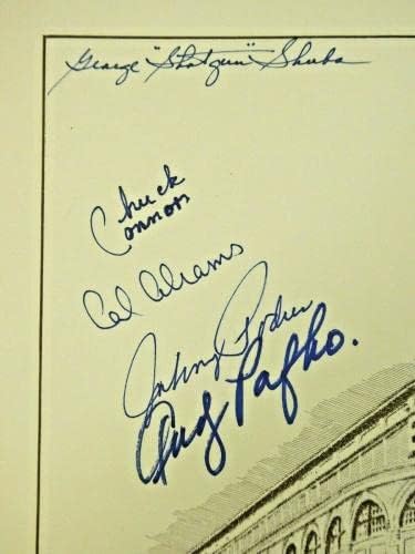 Бруклин Доџерс потпиша Еббес поле Литограф 8 Автограми со Чак Конорс - автограмирана МЛБ уметност