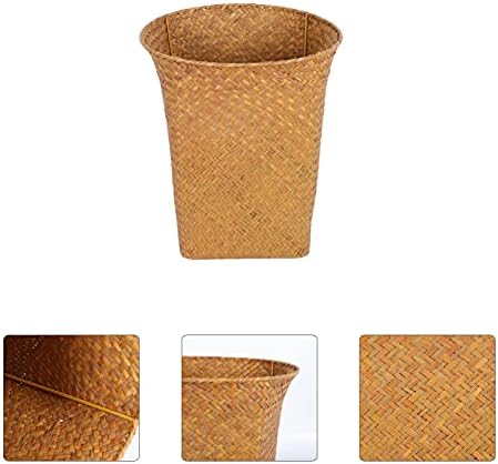 Toyvian Wicker Rattan Chasher Cashter Trash Can Can Cant Wonen Basket Flower Clower Pot Planter ткаен плетен алишта за складирање корпа