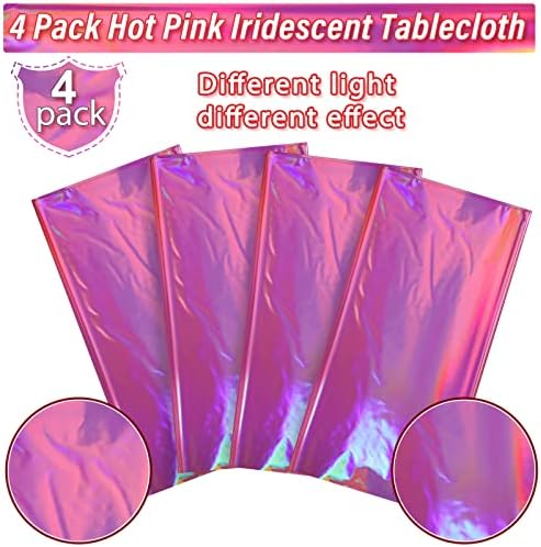4 Пакуваат топло розово ирисирање пластични чаршафи за сјајни ласерски правоаголник, опфаќа холографска фолија тава за украси за забави,