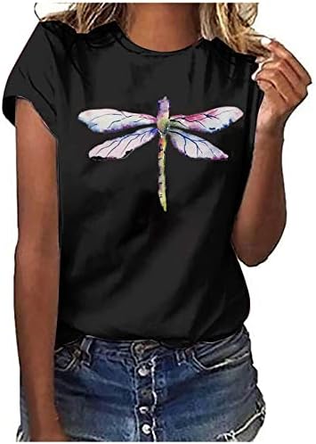 Драгличка маичка за жени Симпатична графичка маичка со графички маички летни кратки ракави врвна кошула