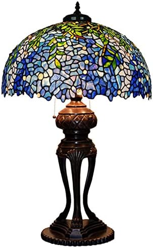 Fiunkes wisteria tiffany ламба витраж трпезарија ламба викторијанска рустикална виолетова сина спална соба ноќна светла ламба девојка lубовник