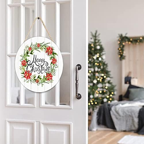 Рустикален круг дрвена палета знак Божиќ венец за венци, добредојде знак за врата, знак за гроздобер дрвена штица табла wallидни украси за